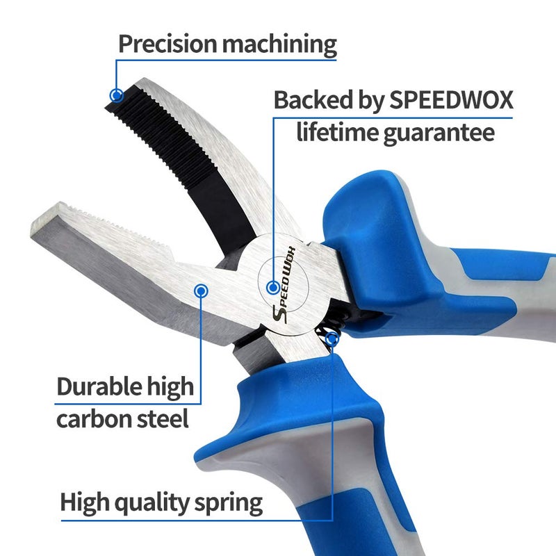 SPEEDWOX 2 Piece Glass Breaker Pliers and Hammer Cutting Pliers Set with 2 Pairs Rubber Tips, Professional Glass Pliers, Blue - Image 3
